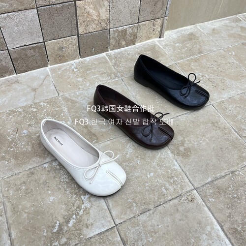 FQ3 实拍BEI LI XUAN2026新款分趾单鞋女蝴蝶结浅口套脚平跟鞋女