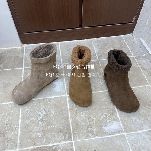 FQ3 实拍BEI LI XUAN短靴女加绒保暖秋冬防滑内增高圆头毛毛靴女