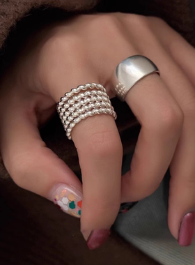 新款戒指女多层麻花设计感ins小众高级感简约百搭休闲开口戒叠戴