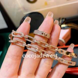 18K金天然钻石kelly猪鼻子卡扣凯莉满天星手链手环手镯女