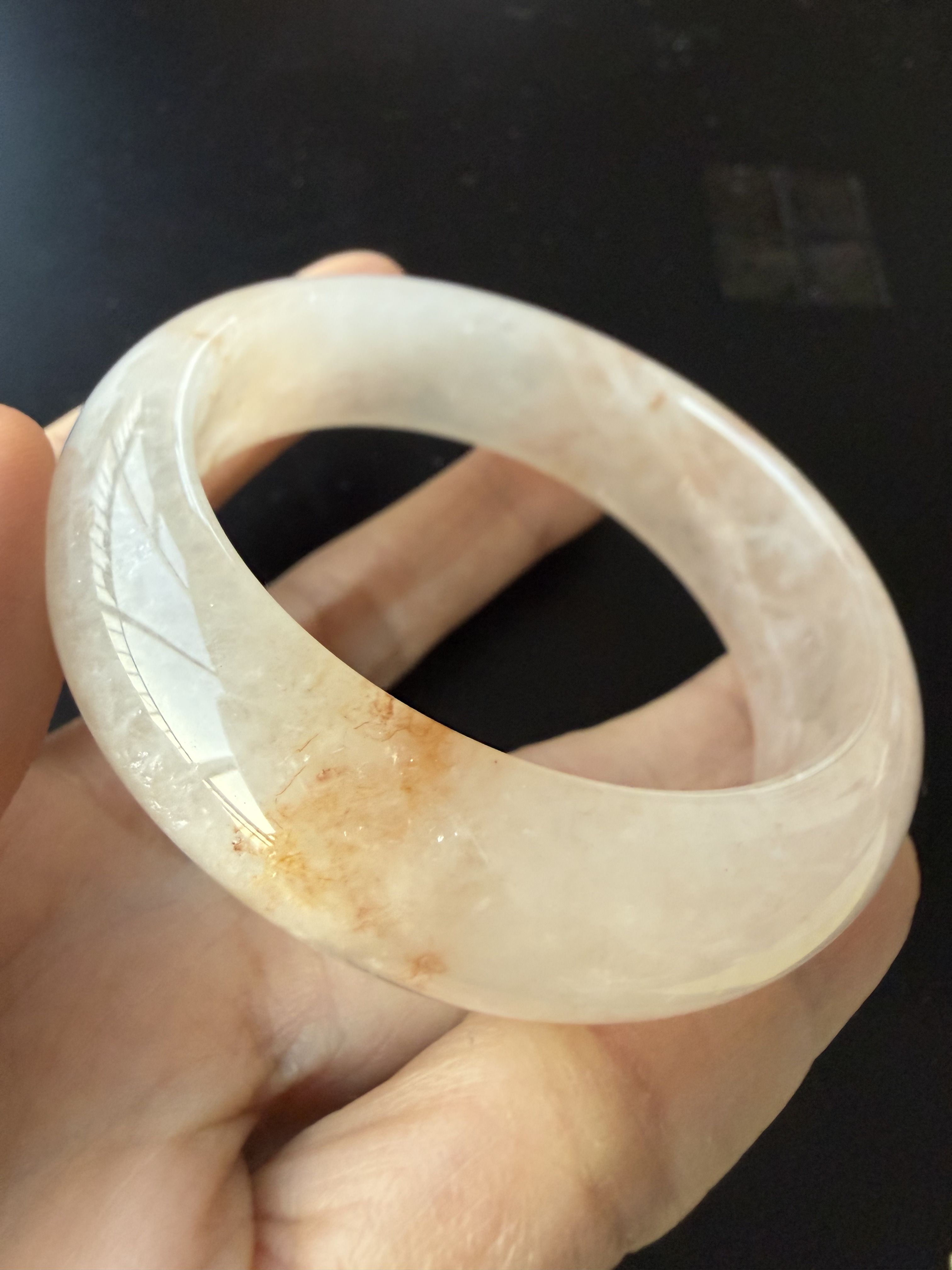 黄龙玉A货冰种飘花手镯56圈口珠宝玉石女款手镯有鉴定证书保真