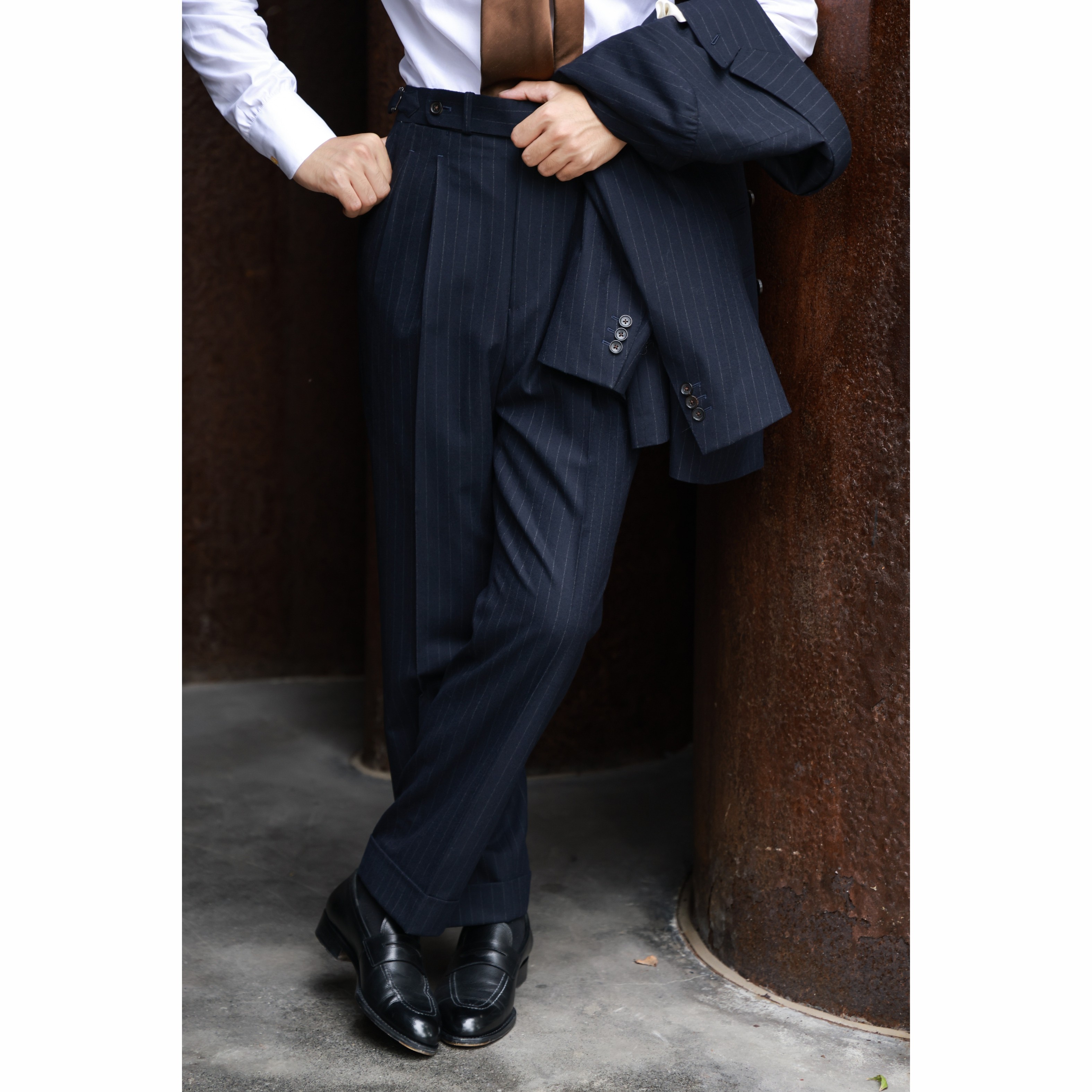 UG男装《权力帝国》系列 丝毛面料「曜石蓝法兰绒」意式 高腰西裤,男装,西裤,淘宝优惠券,粉丝福利购,淘宝优惠卷