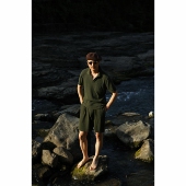 UGENTLE「云绒苔藓」毛巾肌理 套装 精梳棉针织短袖 老钱V领polo衫