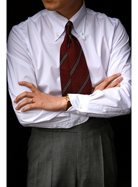 UGENTLE男装品牌 意式复古Button-down商务休闲男士 白色长袖衬衫