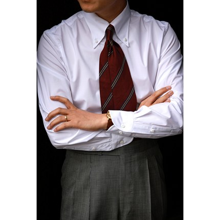 UGENTLE男装品牌 意式复古Button-down商务休闲男士 白色长袖衬衫