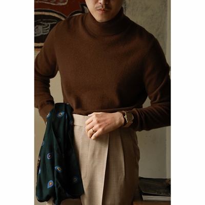 UGENTLE羊绒混纺高领羊绒男毛衣