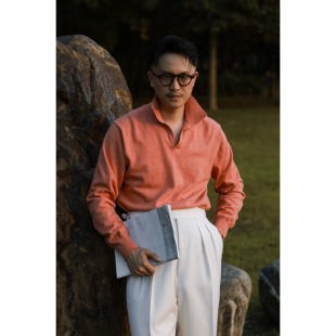 UGENTLE男装 羊绒棉针织「珊瑚粉」秋冬 一片领 老钱马球长袖毛衣