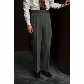 茶灰麦穗纹 」意式 巴黎扣 UGENTLE男装 绅士西裤 「 高腰 全羊毛