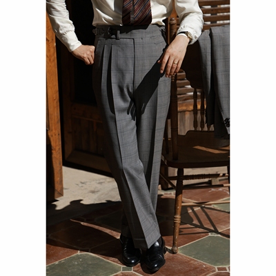 UGENTLE男装巴黎扣羊毛直筒西裤