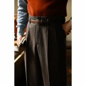 UGENTLE 男 好莱坞高腰西裤 秋冬100%纯羊毛「枯叶秋林」意式 复古