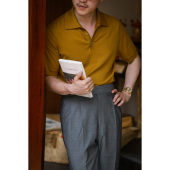 优雅针织绅士polo衫 贝壳扣 天然新疆棉「芥末黄」鹰爪扣 UGENTLE