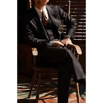 UGENTLE男装平驳领半麻衬西服