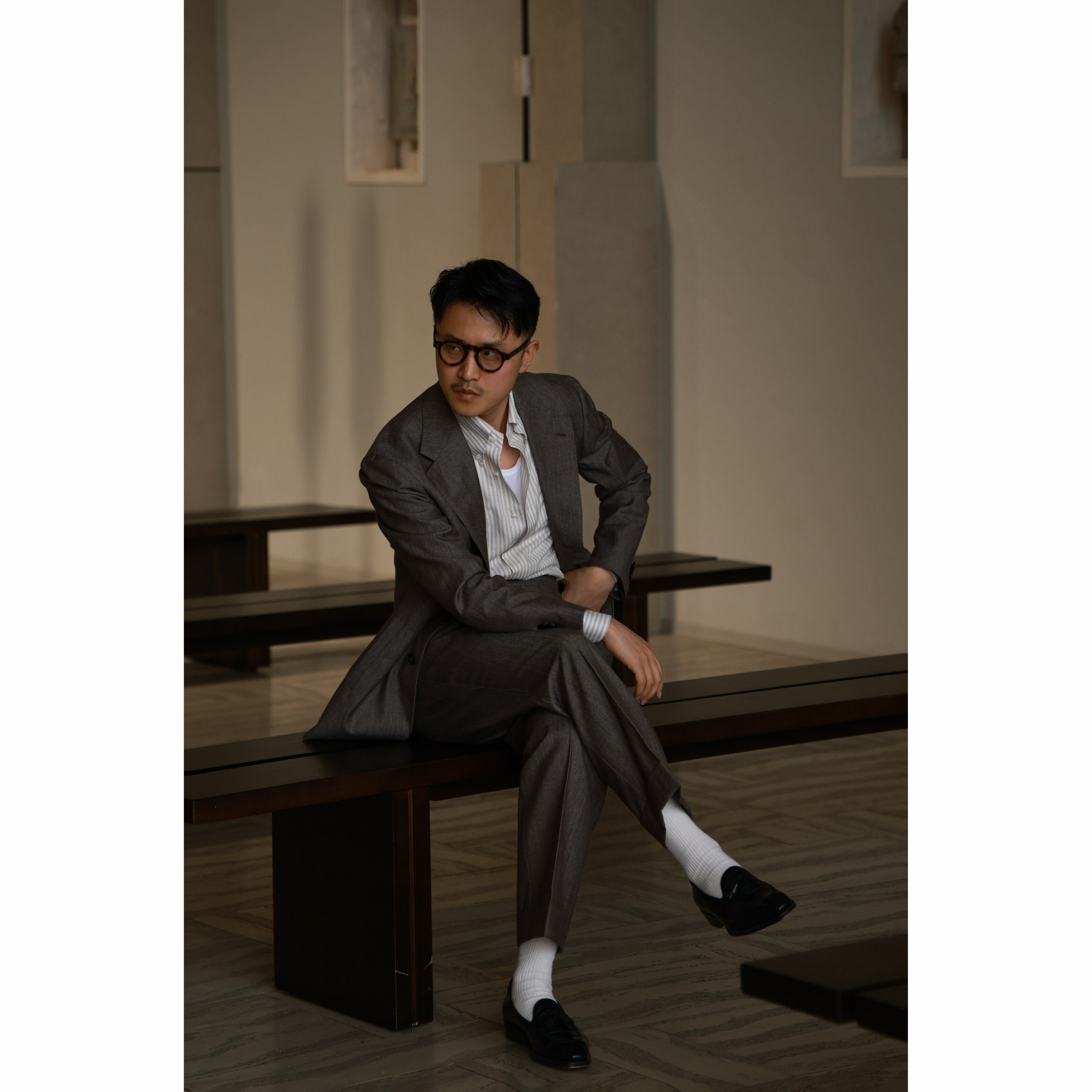 UGENTLE男装  羊毛棉混纺「荒野戈壁」复古 斜插袋 3扣2西服 套装
