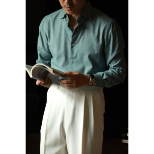 纯棉 衬衫 拉绒工艺「雾隐青山」意式 长袖 男 八字领 UGENTLE男装