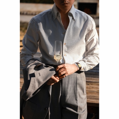 UGENTLE一片领长袖意式衬衫