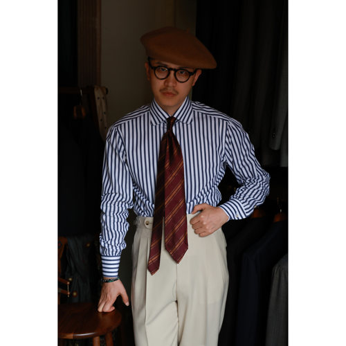 UGENTLE圆角领长袖意式复古衬衫