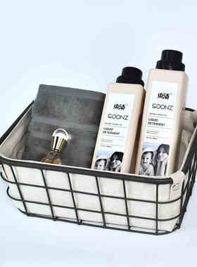 样板间卫浴洗衣房阳台柜洗衣液收纳筐毛巾道具摆件现代装饰软装