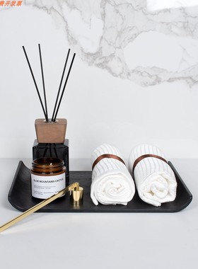 企信软装样板房新中式卫生间浴室柜毛巾香薰托盘乳液组合摆件装饰