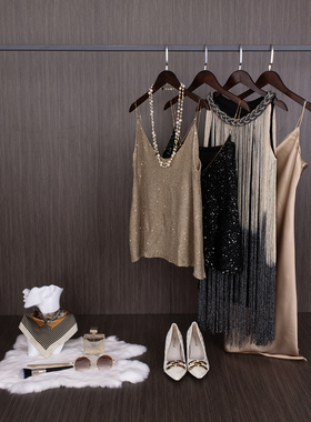 轻奢样板房衣帽间摆件软装全屋定制家居展厅软装样板间衣柜装饰品