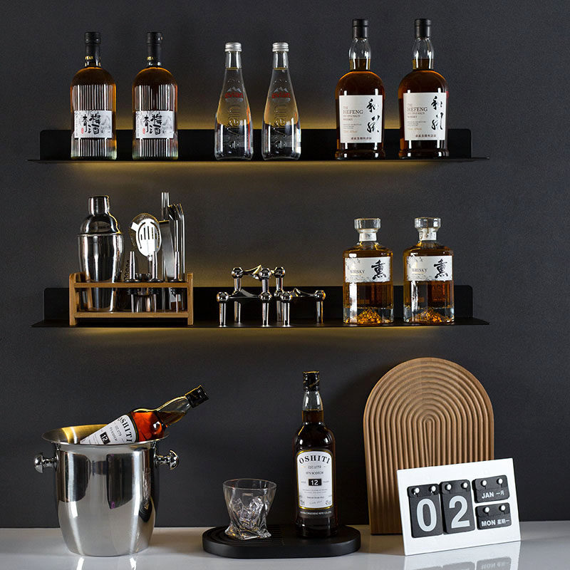 样板间酒柜装饰品摆件仿真洋酒假红酒道具酒杯冰桶餐边柜厨房软装