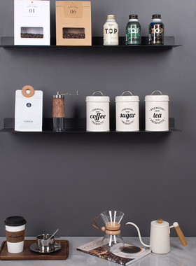 样板间厨房橱柜咖啡系列层架组合摆件装饰品咖啡豆储物罐瓶杯道具
