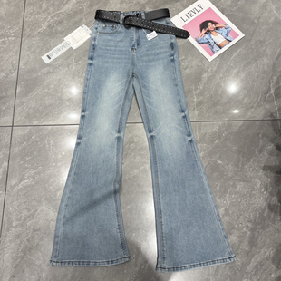 提臀显瘦百搭喇叭裤 2026春季 女修身 高腰弹力微喇牛仔裤 配腰带 新款