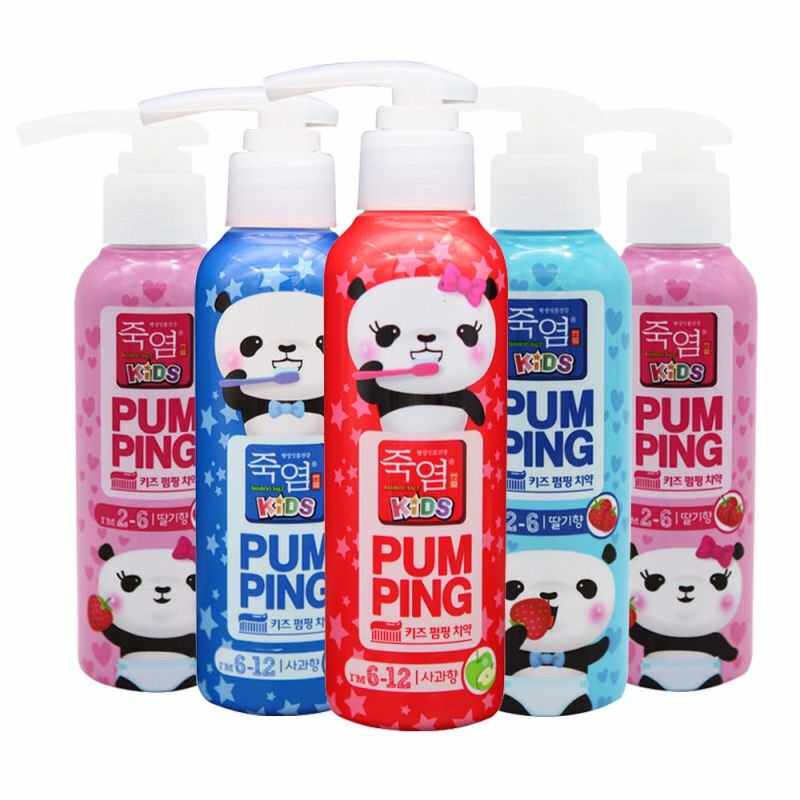 韩国正品LG按压瓶装式儿童牙膏水果味3-6-12岁男女童换牙期防蛀牙