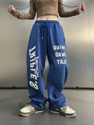 Triple.S吹爆S美式复古辣妹炸街潮酷个性街舞运动裤宽松休闲卫裤