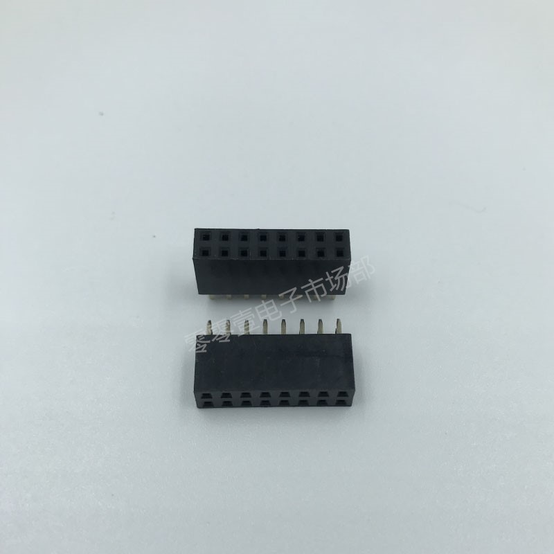 双排母 排针母座 2*8P 2.54MM间距 塑高8.5MM 环保镀金 2X8PIN