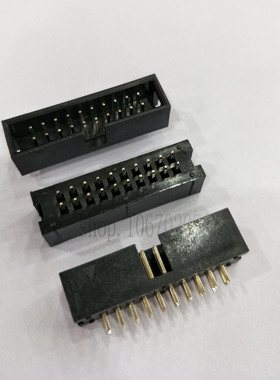 2.54mm简易牛角插座 DC3-20P 2X10P 双排直插针座 环保镀金针