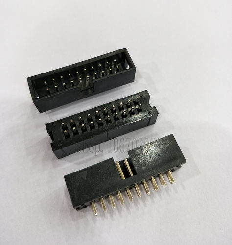 2.54mm简易牛角插座 DC3-20P 2X10P 双排直插针座 环保镀金针