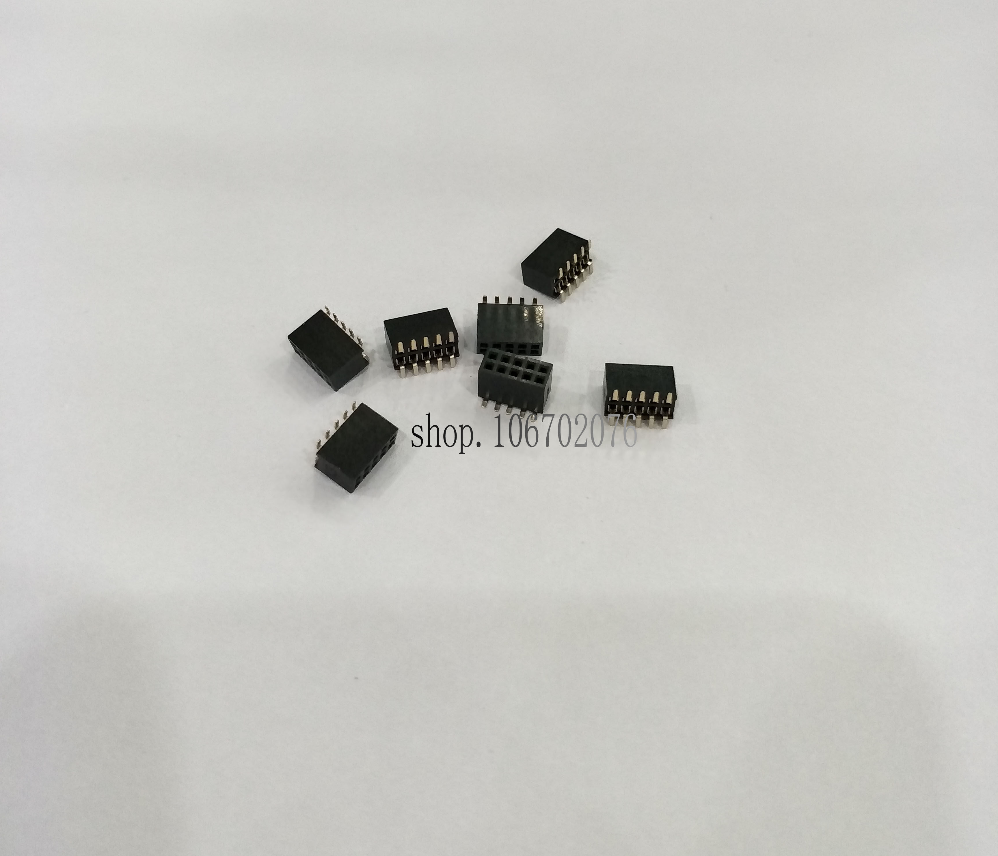 贴片双排母 smt排母 2*5p 1.27mm间距 塑高4.3mm铜脚镀金 2x5pin
