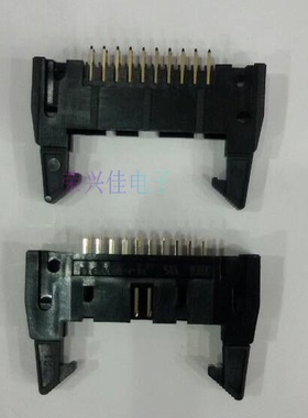 牛角插座 DC2-16P 2*8P 卡钩牛角座 180度 直针/黑色 2.54MM间距