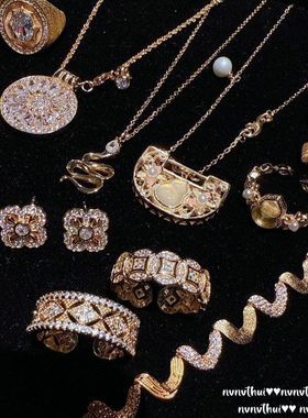 古法花丝桃桃豆蔻葫芦平安锁项链 新中式 八方来财铜钱戒指 套装