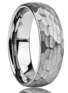 4-6宽现货手工打磨砂面捶打纹钨钢戒指欧美爆品婚戒情侣戒指