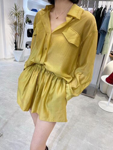 森林forest22夏小众设计师100%棉丝泽感长袖衬衫防晒套装高级