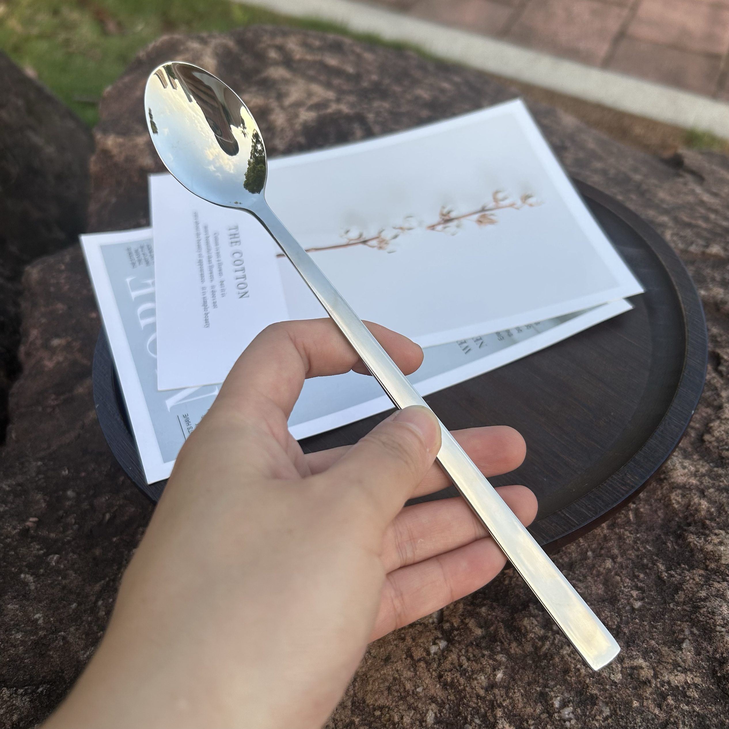 出英国雅典娜ATHENA304不锈钢搅拌勺子家用长柄勺子调料勺蜂蜜勺