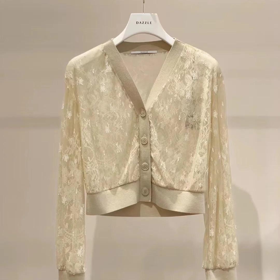 2E1F460折DAZZLE地素国内正品代购 2022春肉色蕾丝外套吊牌1599