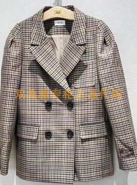 3H3F419折dzzitD素国内正品代购2023秋格子西装外套吊牌2190