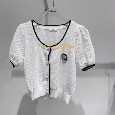 3I2E528折dzzit地素国内正品代购2024夏白色短袖针织衫吊牌1190
