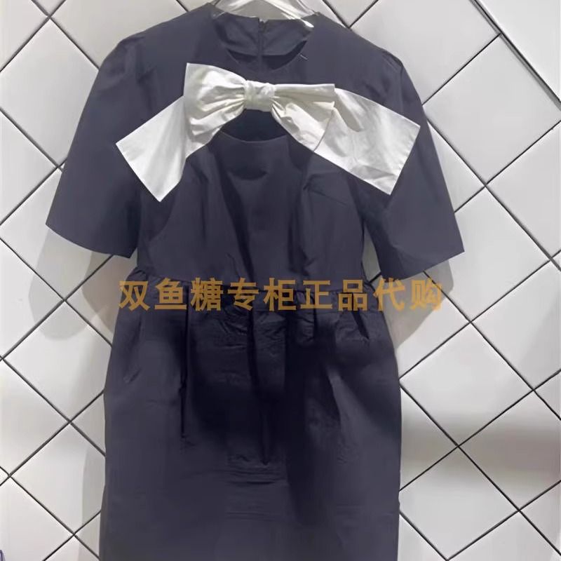 3H3O425折dzzit地素国内正品代购2023秋蝴蝶结连衣裙吊牌1390