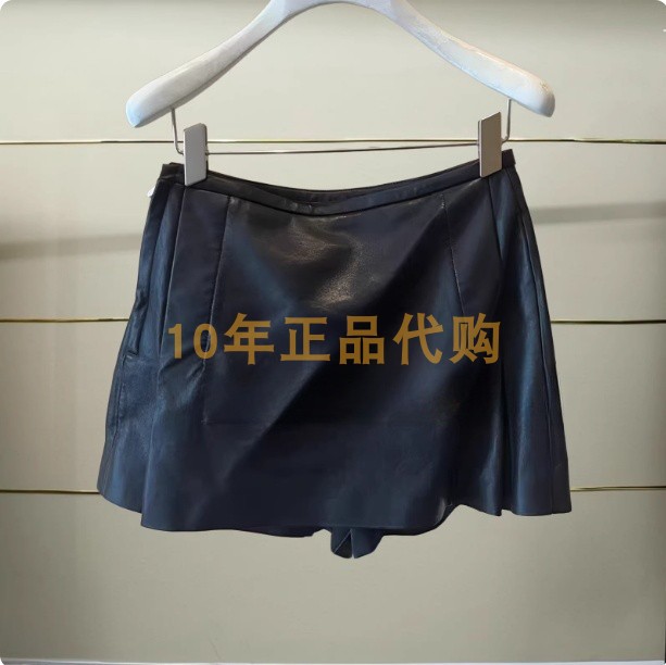 2I4L802折DAZZLE地素国内正品代购2024冬黑色真皮皮裙吊牌2999