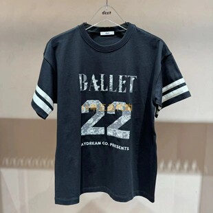 3I2B301折dzzitD素国内代购2024夏黑色蕾丝绣花t恤吊牌935