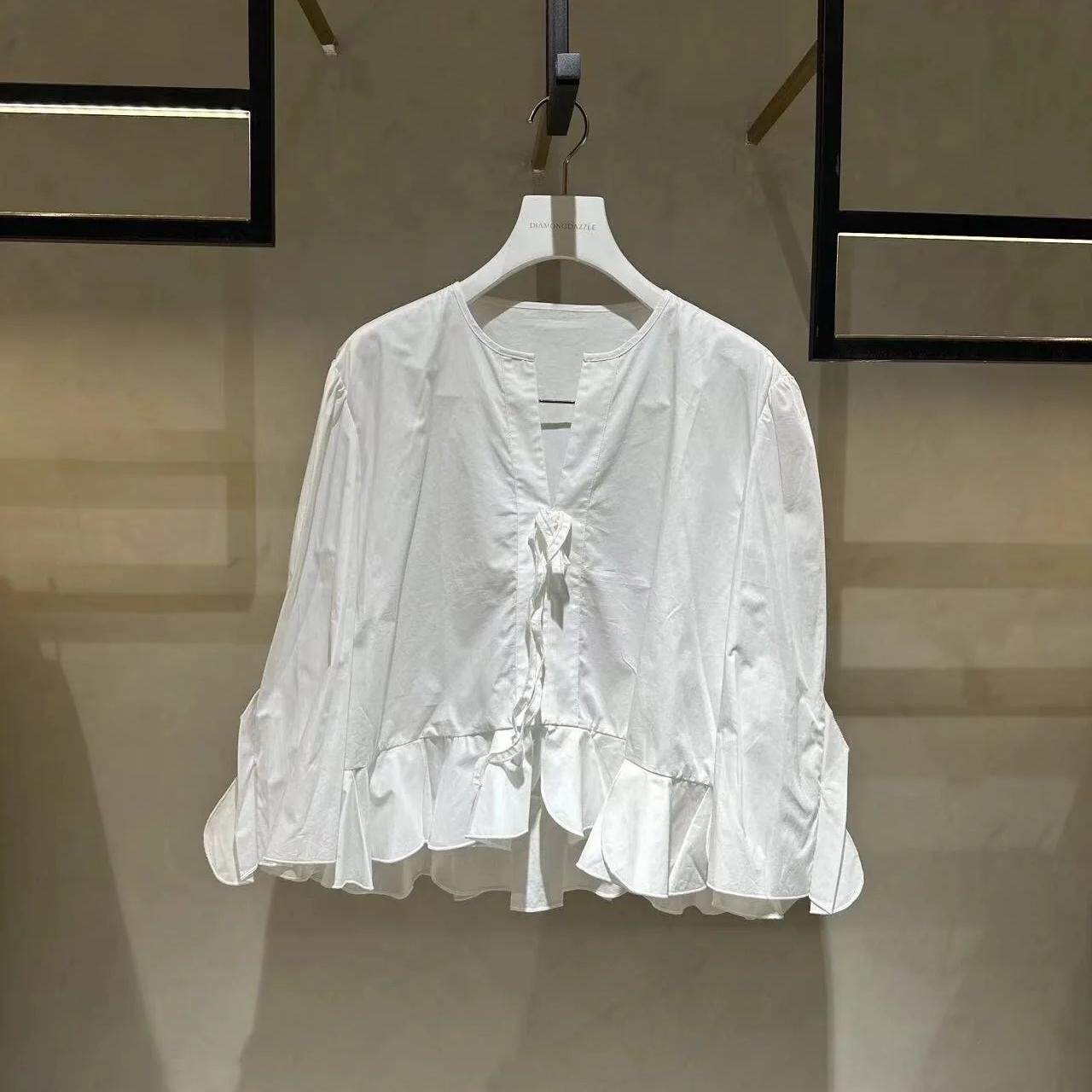 2H2D401折DAZZLED素国内正品代购2023夏漂白色中袖上衣吊牌1199