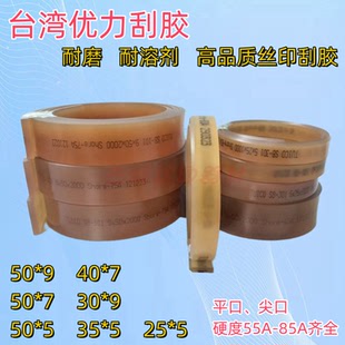 台湾优力刮胶TUICO  耐磨耐溶剂平口丝印刮刀条 印刷油墨尖口胶刮