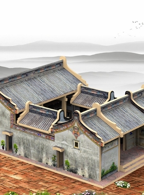 古建筑3d立体拼图建筑木制模型儿童研学益智手工拼装潮汕微缩场景