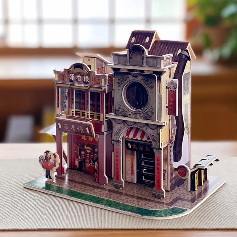 中国风古建筑3d立体拼图木制拼装玩具儿童手工活动模型生日礼物