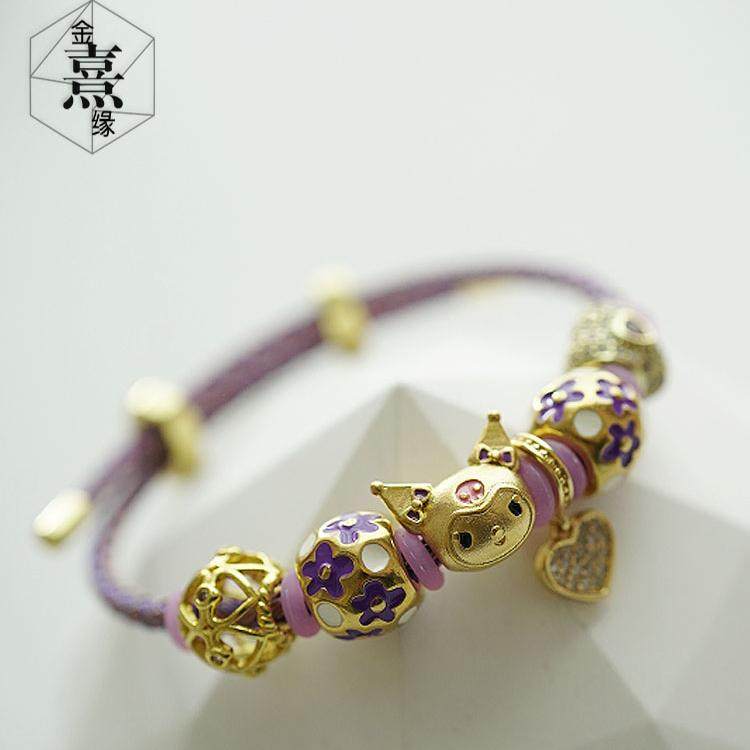 2025新可爱紫色库洛米手链女转运珠编绳本命年手串送女友闺蜜礼物,饰品/流行首饰/时尚饰品新,手链,淘宝优惠券,粉丝福利购,淘宝优惠卷