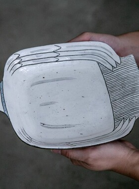 【月器】日本陶艺家手作飞鸟餐盘鱼盘甜品盘 中御門雅宏早餐盘