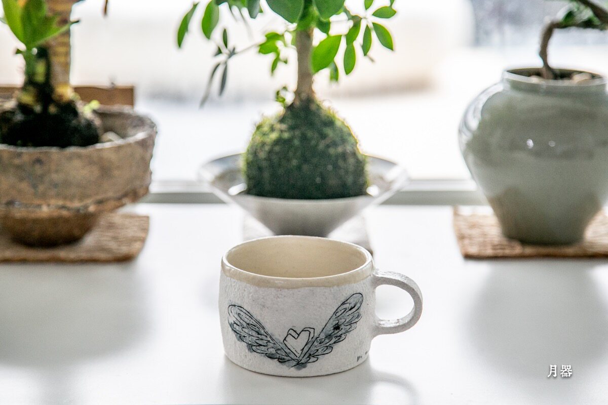 hapurpottary陶花朵咖啡杯